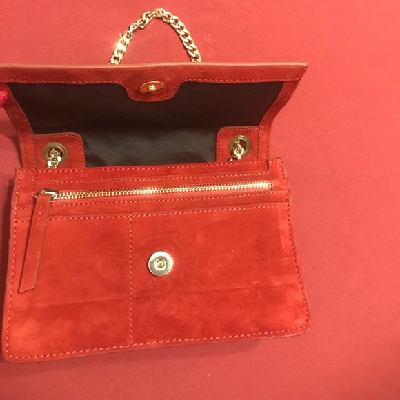 Red suede leather Zara bag - Picture 5 of 7